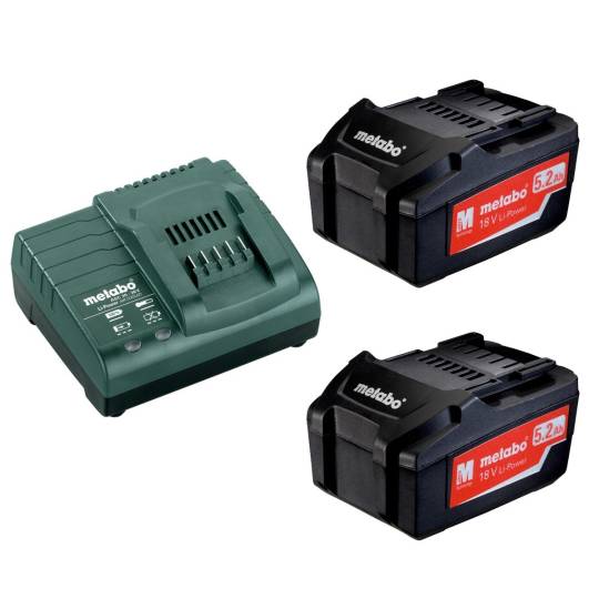 Metabo baterijski komplet sa punjačem 18 V Basic Set 2 x 5.2 Ah - Var Sistem